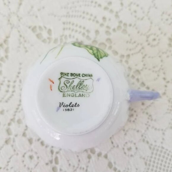 Shelley Violets England Bone China Dainty Shape Cup and Saucer 13821 - Picture 6 of 9